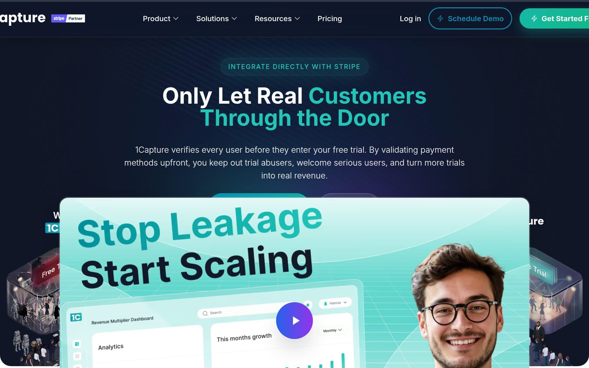 1Capture homepage — SaaS trial-to-paid conversion optimization